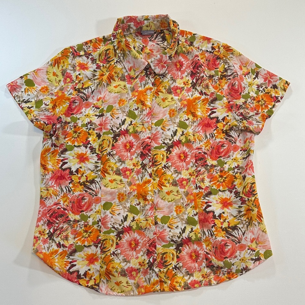 Laura Scott Floral Button Front Blouse Women’s LP